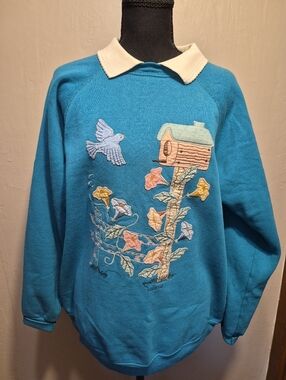 VALORIE’S Folk Art Vintage Appliqué Sweatshirt XL